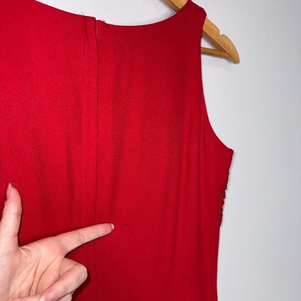 Loralie Original Vintage Red Embroidered Ruffle Maxi Dress V-Neck Formal Gown - Picture 5 of 10
